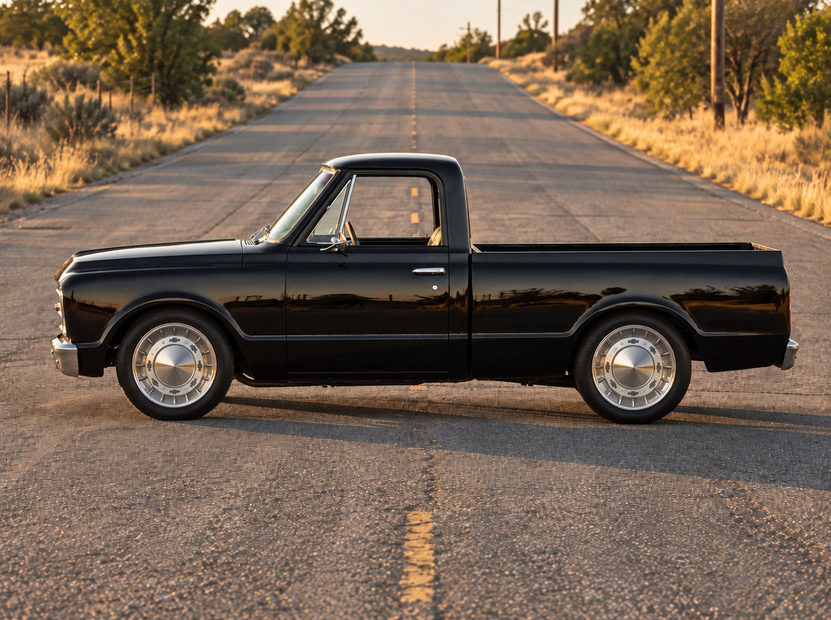 C10, on the open road with 55 Hubcap Wheel wheels