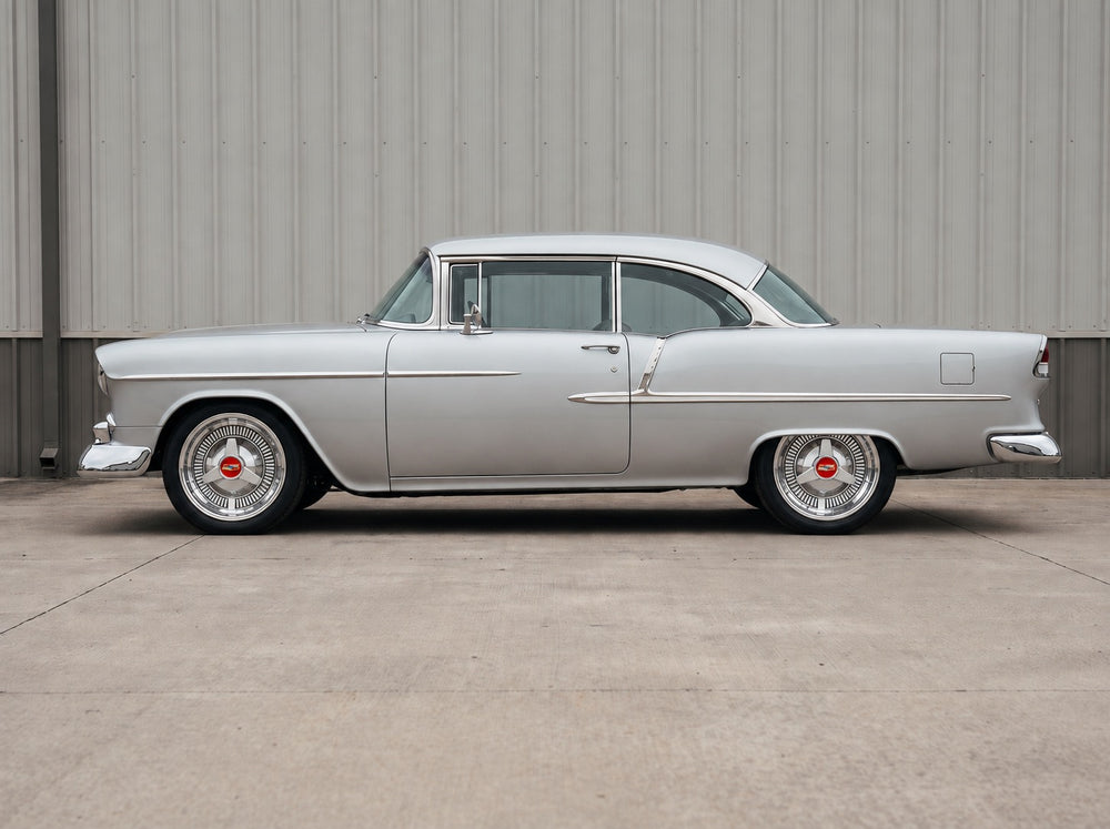 Bel Air, outside the shop with 58 Hubcap Wheel wheels