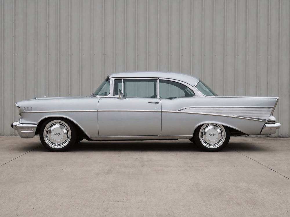Bel Air, outside the shop with 60 SS wheels
