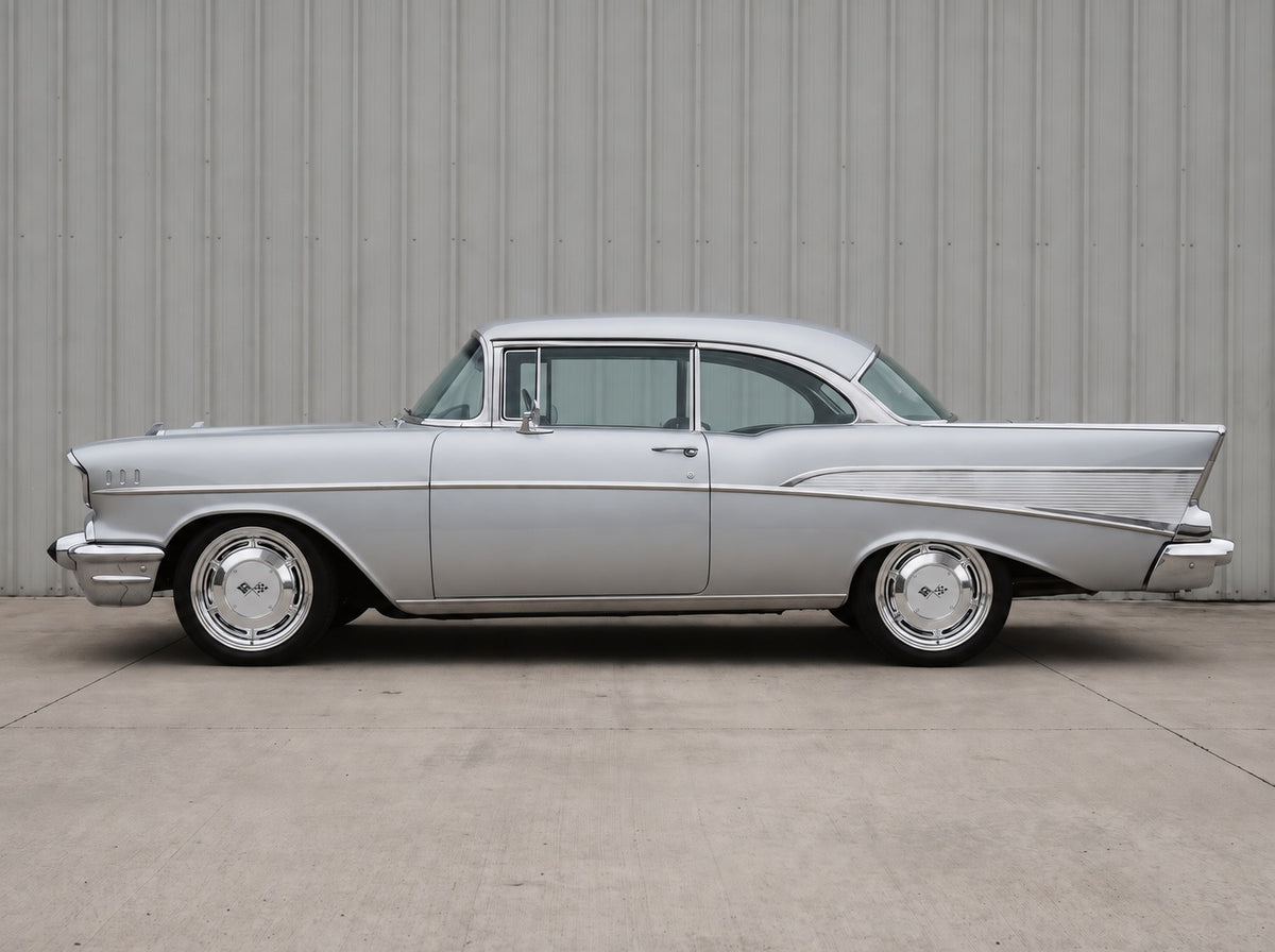 Bel Air, outside the shop with 60 SS wheels