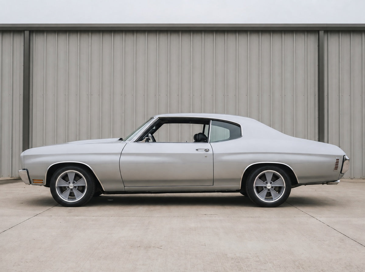 Chevelle, outside the shop with Heritage Mag wheels