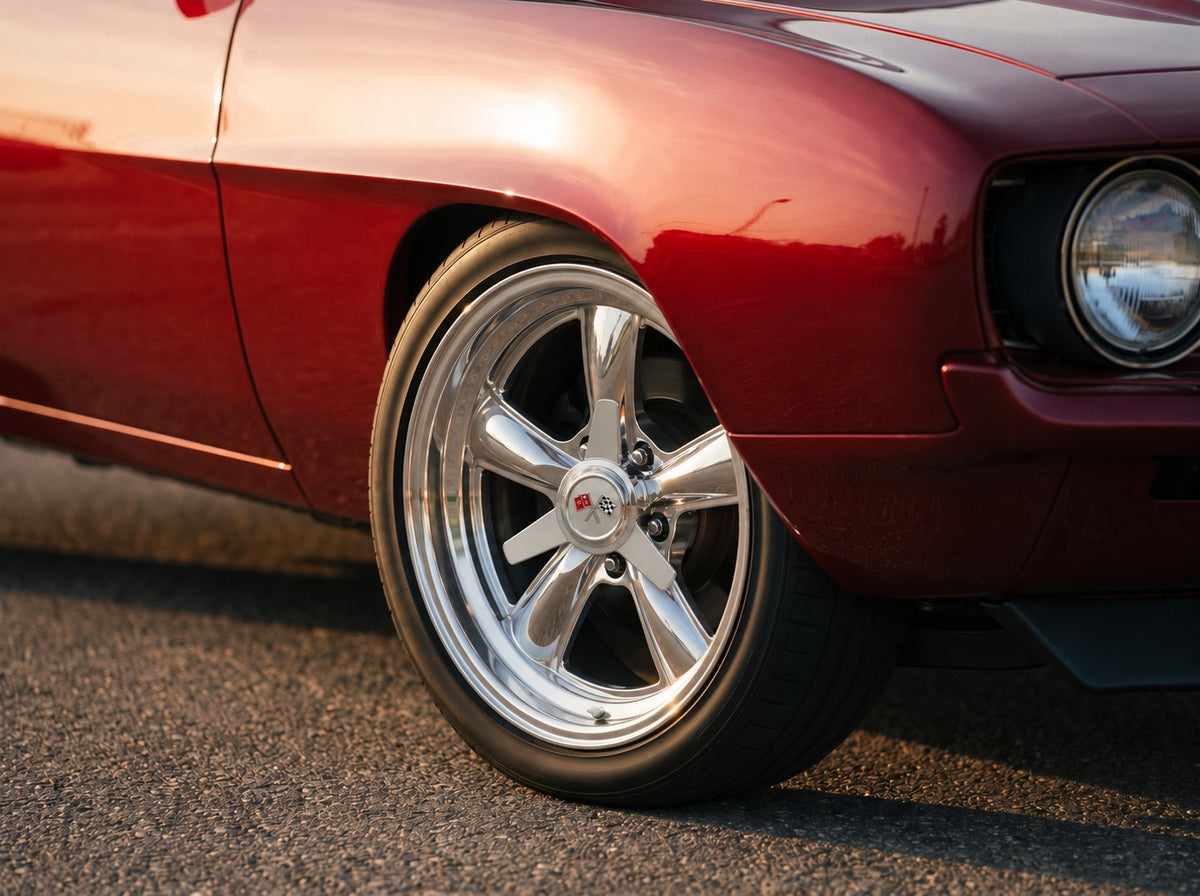 Camaro, wheel detail with Heritage 5 wheels