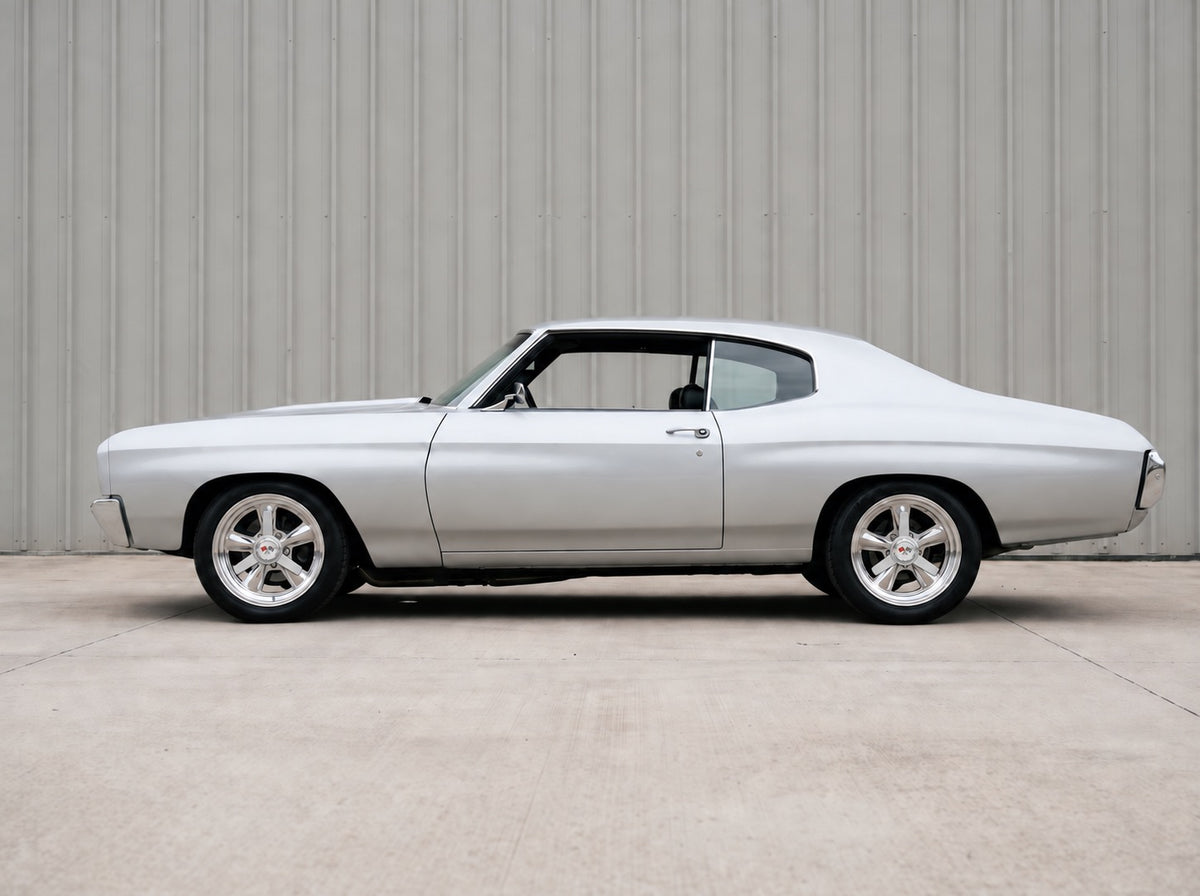 Chevelle, outside the shop with Heritage 5 wheels