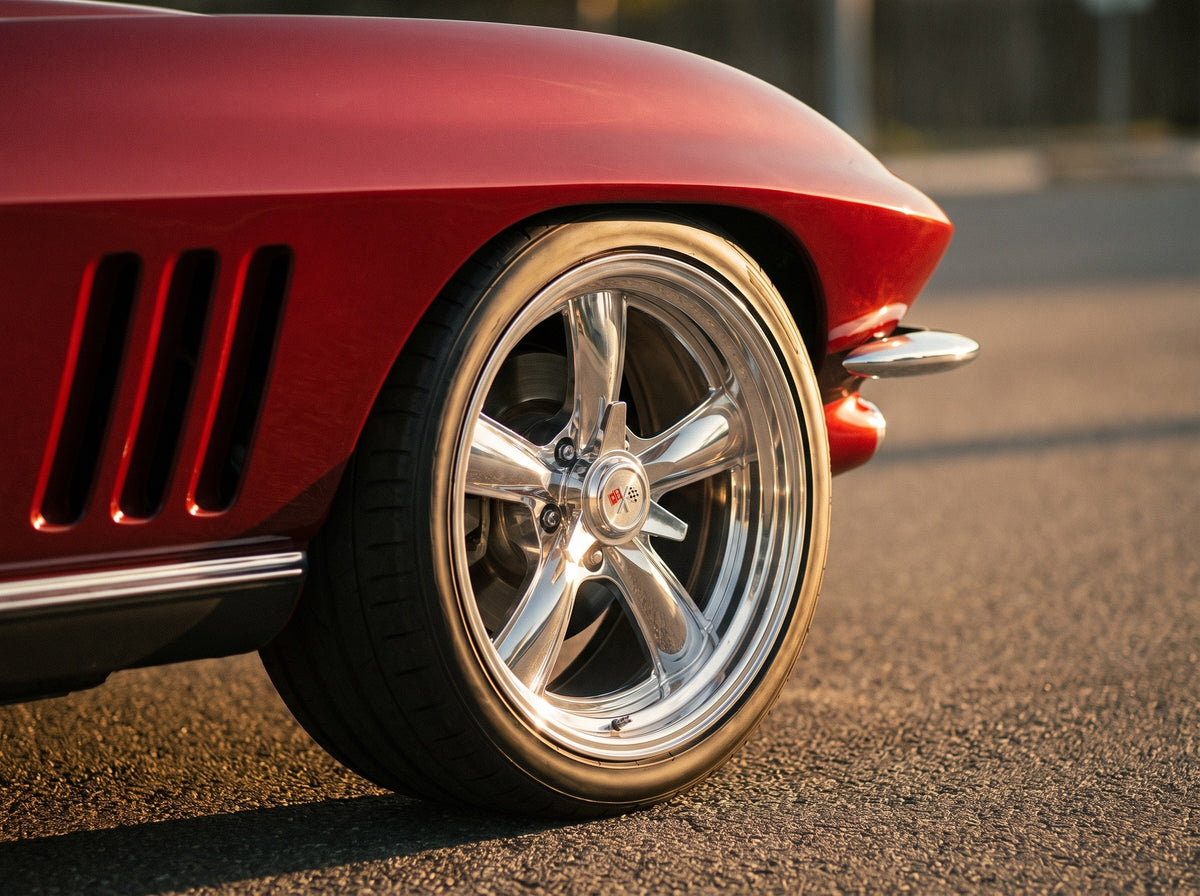Corvette, wheel detail with Heritage 5 wheels