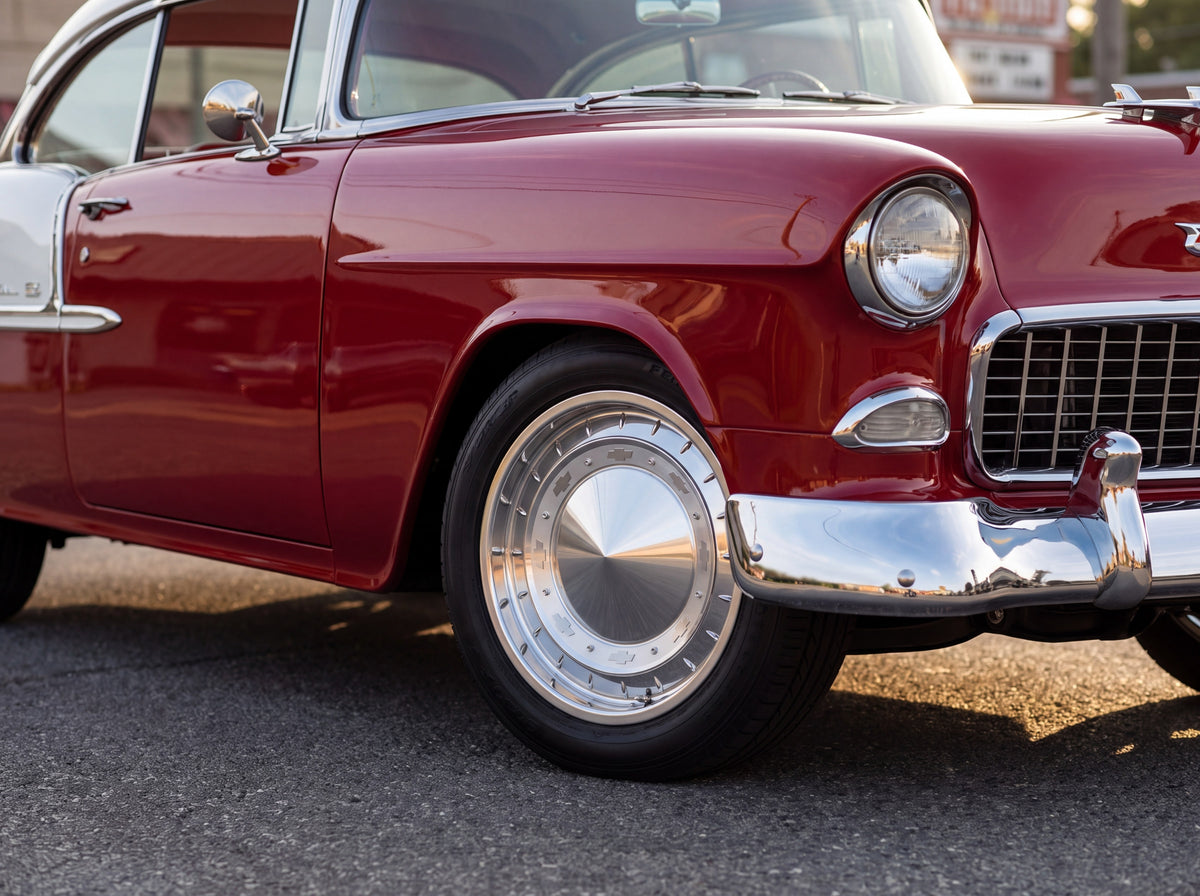 1955 Bel Air, wheel detail with 55 Hubcap Wheel wheels