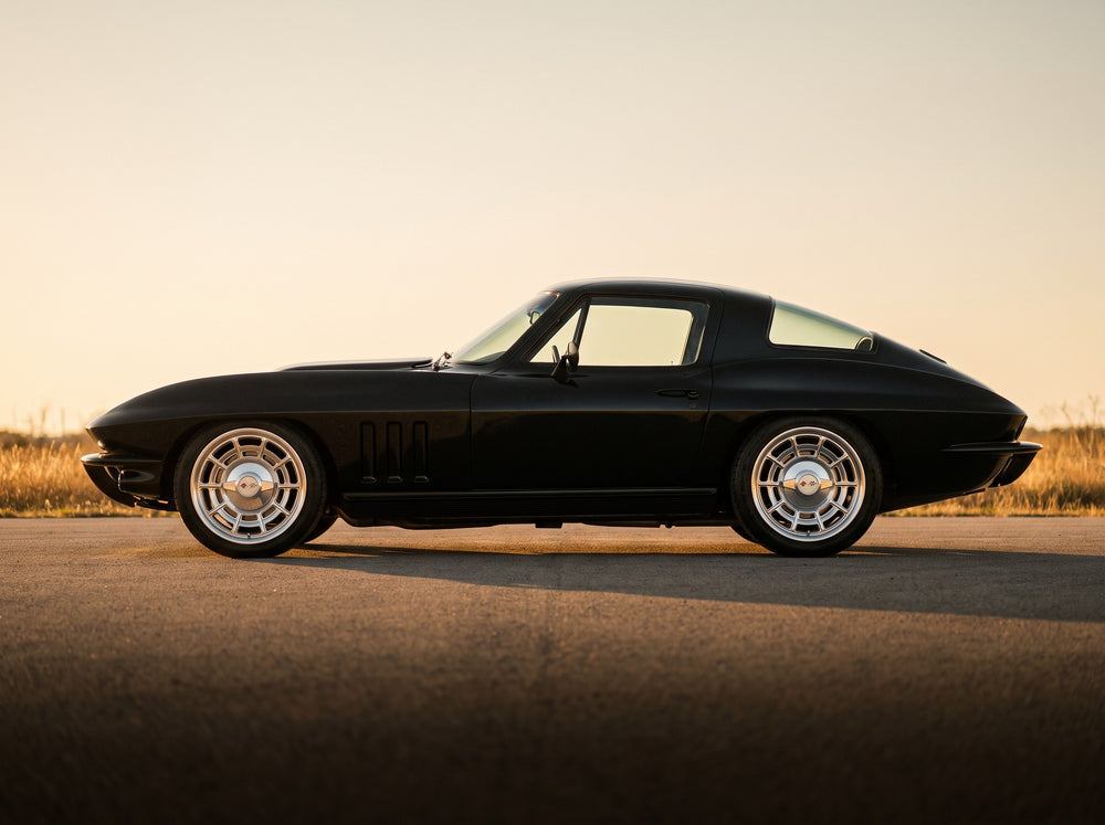 1965 Corvette Sting Ray, on the open road with C1/C2 Spiderweb 17" wheels