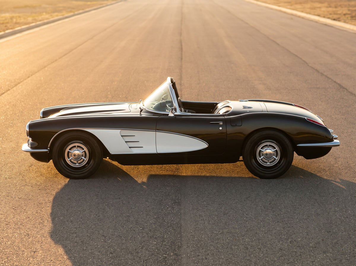 1960 Corvette C1, on the open road with C1 Dog Dish - 17" wheels