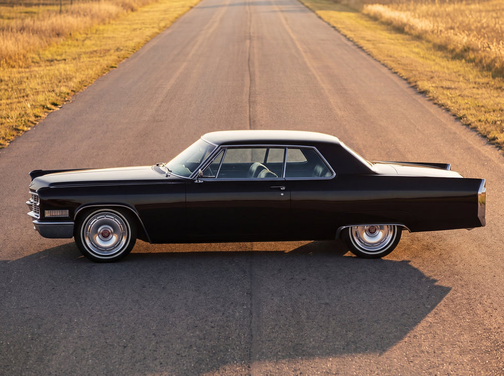 1966 Coupe de Ville, on the open road with 66 Cadillac wheels