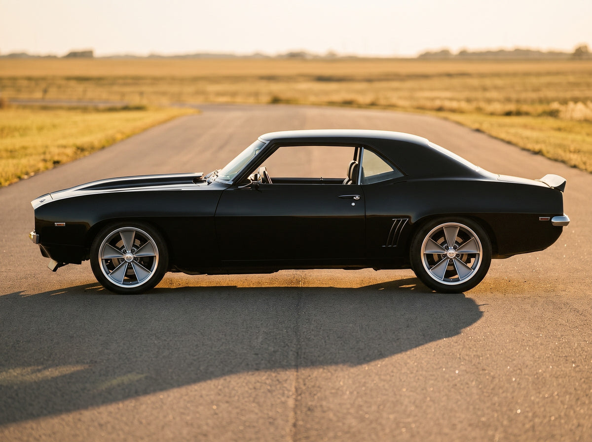 1969 Camaro, on the open road with Heritage Mag wheels